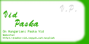 vid paska business card